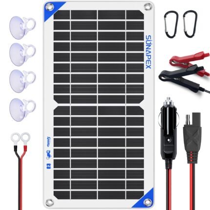 Solar Battery Maintainer, SUNAPEX-10W-12V-Solar-Battery-Maintainer-White_1