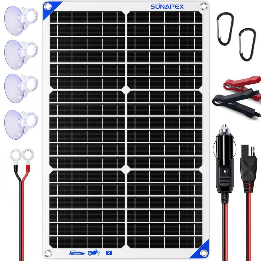 Solar Battery Maintainer, SUNAPEX-30W-12V-Solar-Battery-Maintainer-White_1