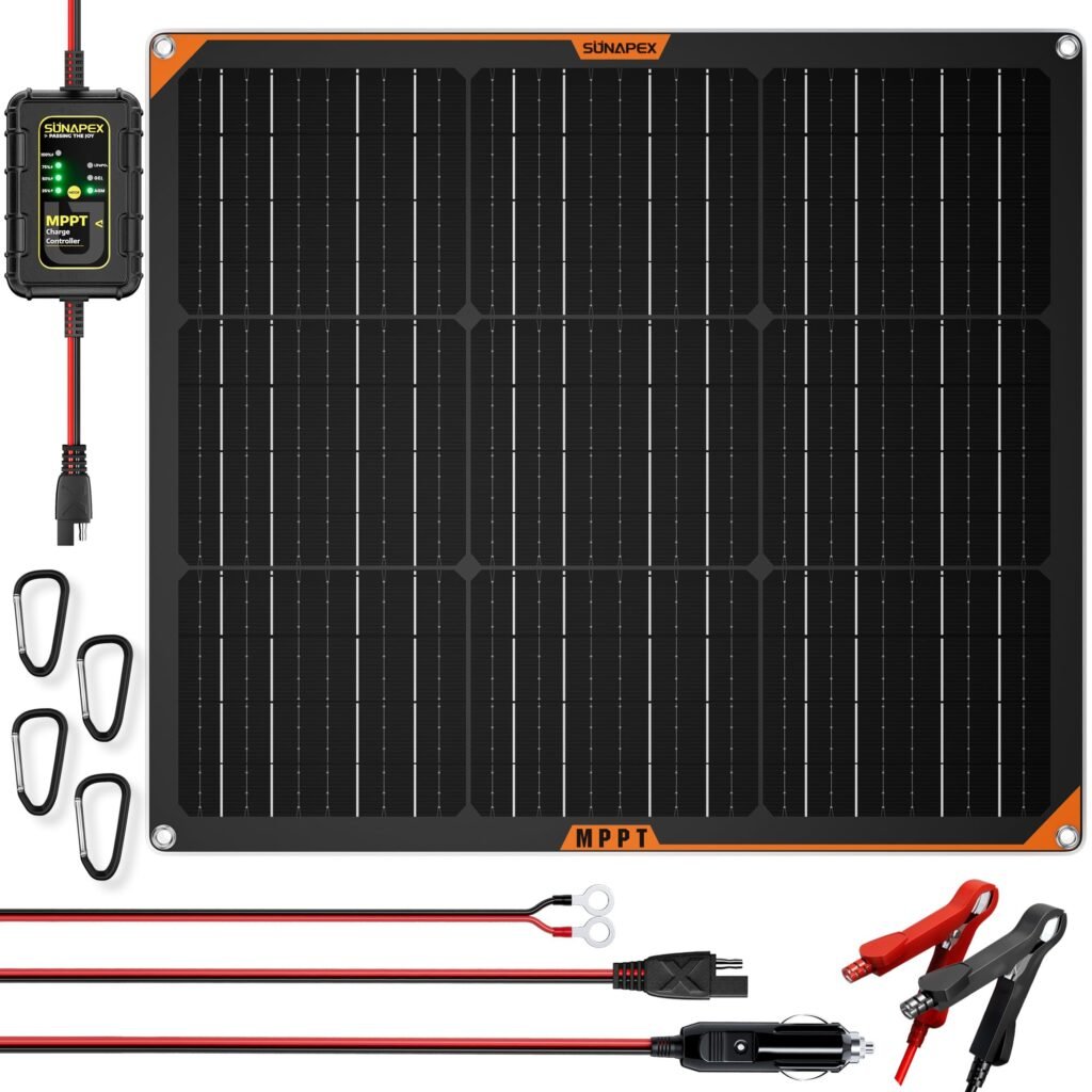 Solar Panel, SUNAPEX-50W-12V-Flexible-Solar-Panel-with-MPPT-Charge-Controller_1