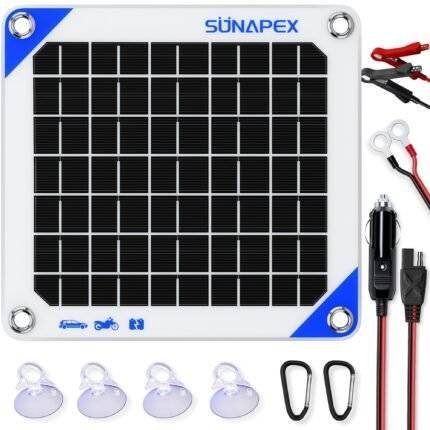 Solar Battery Maintainer, SUNAPEX-5W-12V-Solar-Battery-Maintainer-White_1