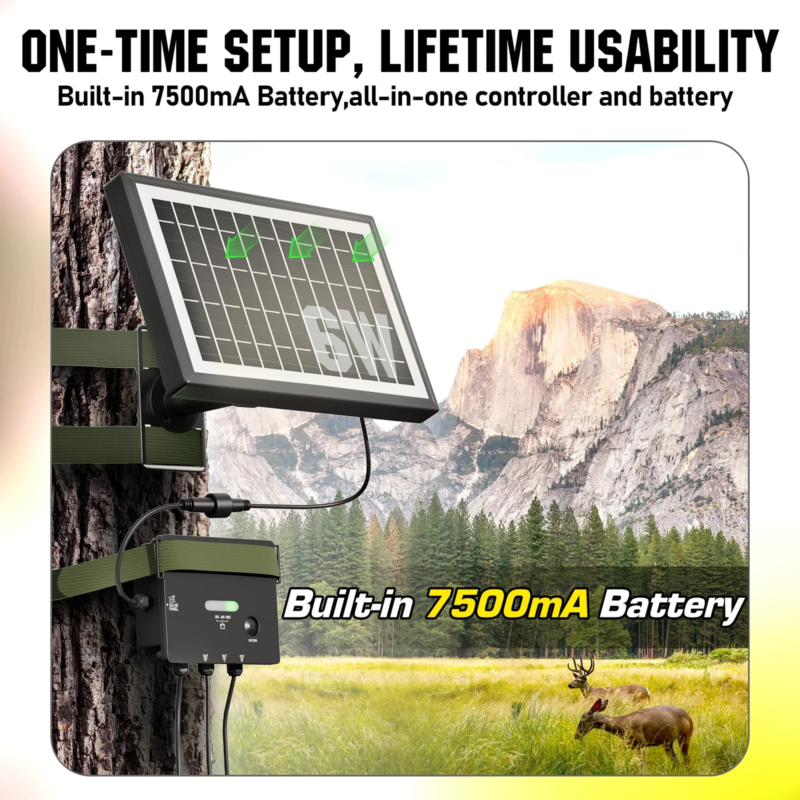 Solar Panel for Trail Camera, SUNAPEX 6W Solar Panel, Solar-powered trail camera, Outdoor monitoring, Wildlife Monitoring, Eco-friendly power solutions, remote monitoring