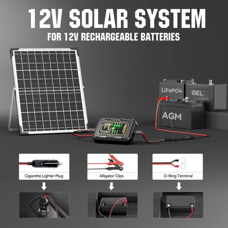 Sunapex 15W MPPT Solar Battery Charger, MPPT Technology, Portable Design, Small-scale solar Systems, Solar charging