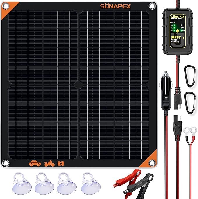 SUNAPEX 20W 12V Flexible Solar Panel with MPPT Charge Controller