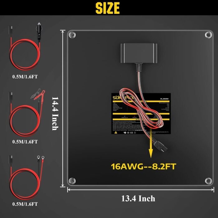 SUNAPEX 20W 12V Flexible Solar Panel with MPPT Charge Controller_3
