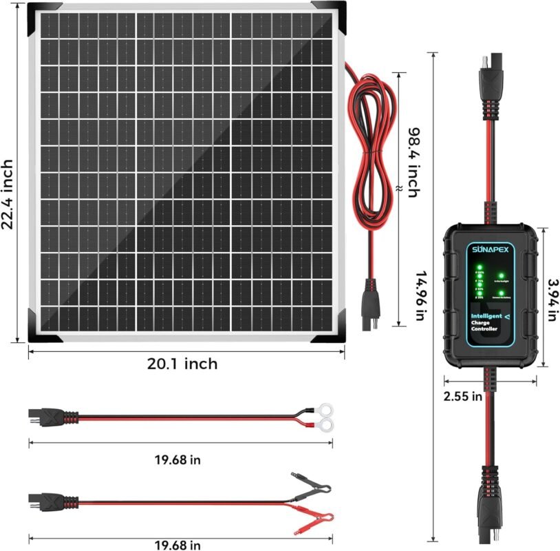 SUNAPEX 50W Aluminum Solar Panel With Controller_1