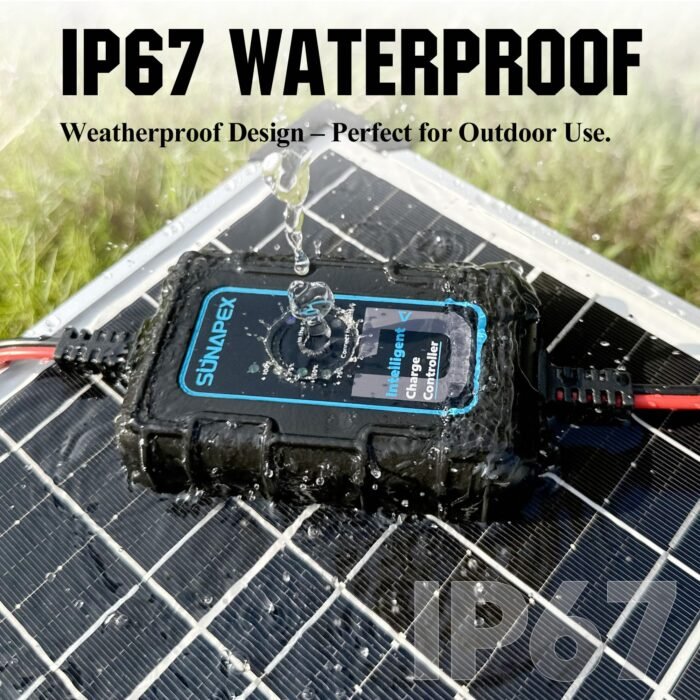 Sunapex Solar Charger Controller 12V: 10A PWM Intelligent Solar Panel Controller 12Volt with LED Display - Waterproof Smart Regulator for RV Boat Car Battery - Tailored AGM Gel LiFePO4 Battery Charger - Image 2