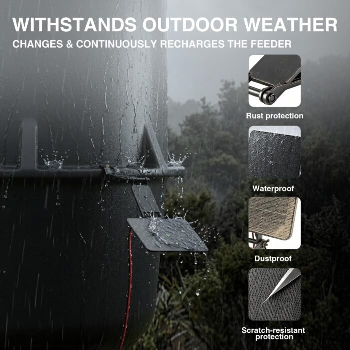 SUNAPEX 6V Deer Feeder Solar Panel 2.4W ETFE Monocrystalline Solar Trickle Charger - Waterproof Solar Battery Maintainer with Adjustable Mounting Bracket for Hunting Game Feeders, Timers and Cameras - Image 6