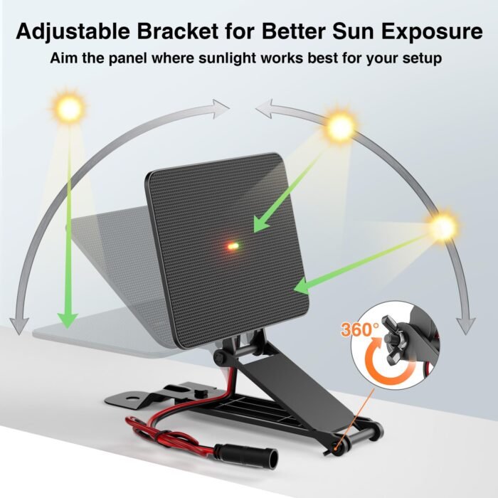 SUNAPEX 6V Deer Feeder Solar Panel 2.4W ETFE Monocrystalline Solar Trickle Charger - Waterproof Solar Battery Maintainer with Adjustable Mounting Bracket for Hunting Game Feeders, Timers and Cameras - Image 5