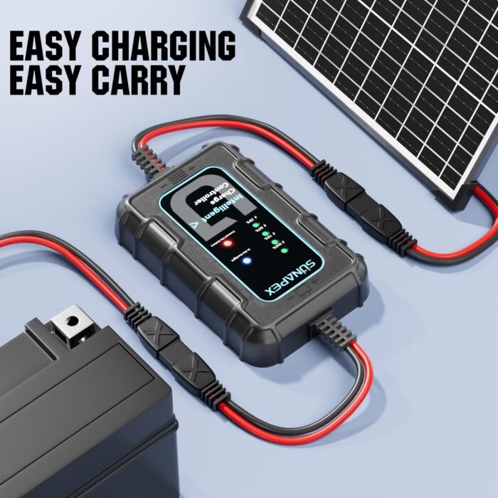 Sunapex Solar Charger Controller 12V: 10A PWM Intelligent Solar Panel Controller 12Volt with LED Display - Waterproof Smart Regulator for RV Boat Car Battery - Tailored AGM Gel LiFePO4 Battery Charger - Image 7